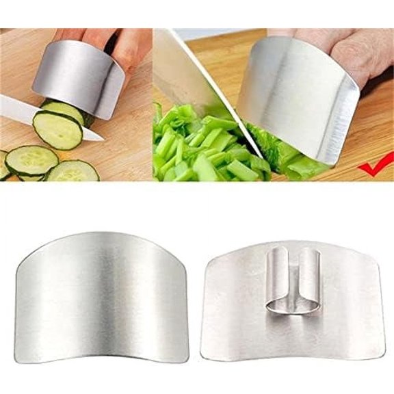 Stainless Steel Finger Guard for Cutting - 2pcs Finetaur Finger Guard, Finetaur Finger Protector for Dicing and Slicing, Finger Guard for Cutting Vegetables Meat, Kitchen Cooking Tools (Set A) Set A