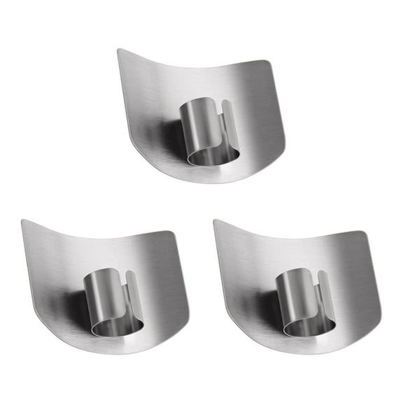 Stainless Steel Finger Guard for Cutting Vegetables, QQZ Adjustable Kitchen Hand Protector Tool, Ergonomic Open Loop Design Safe Slicing Aid for Left Right Hand Users