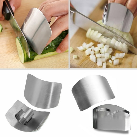 Stainless Steel Finger Guard for Kitchen Safety, 2 Pack Adjustable Anti-Cutting Hand Protector for Slicing Dicing Vegetables Meat, Multi-Purpose Knife Guard Mandoline Slicer Accessories