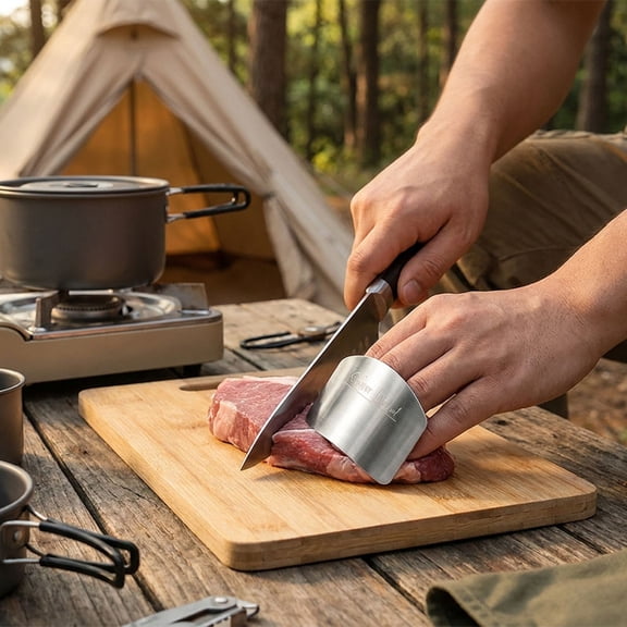 Stainless Steel Finger Guard for Kitchen Safety, Adjustable Cut Resistant Protector Shield for Vegetable Slicing, Meat Cutting, Cheese Preparation, Chopping and Everyday Cooking Tasks