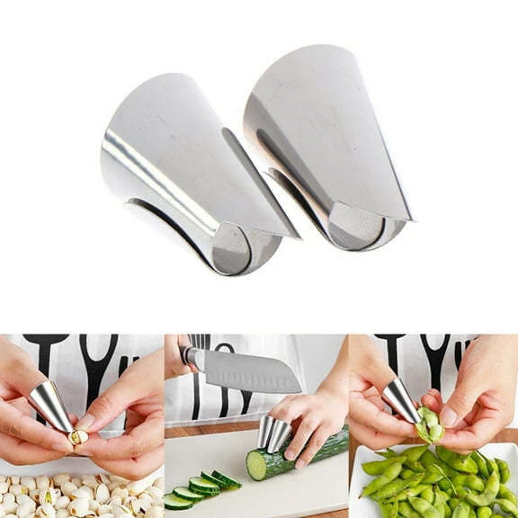 Stainless Steel Finger Guard Protector for Kitchen Cutting | Adjustable Size for Small & Large Hands | Protects Thumb & Nails from Knives | 10-Pack Set