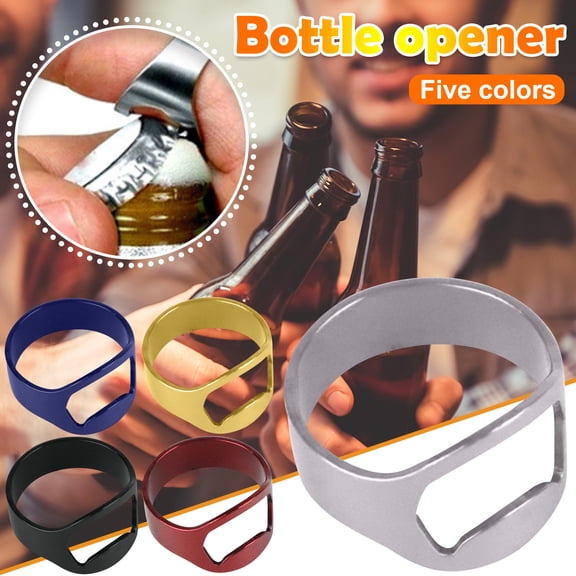 Stainless Steel Finger Ring Bottle Opener, Portable Thumb Beer Opening Tool, Compact Lightweight Bar Beverage Opener for Home Party Outdoor Bartender Daily Beverage Opening Use