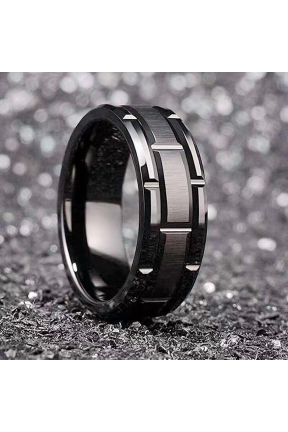 Stainless Steel Finger Rings for Unisex Black Size 10(19.8mm)