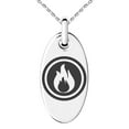 thumbnail image 1 of Tioneer Stainless Steel Fire Element Rune Engraved Small Oval Charm Pendant Necklace, 1 of 1