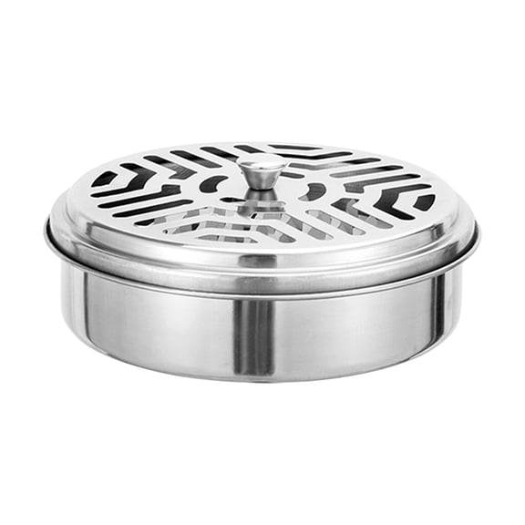 Stainless Steel Fireproof Mosquito Coil Tray Portable Hollow Cover Ash Storage Box Indoor Outdoor Camping Repellent Holder