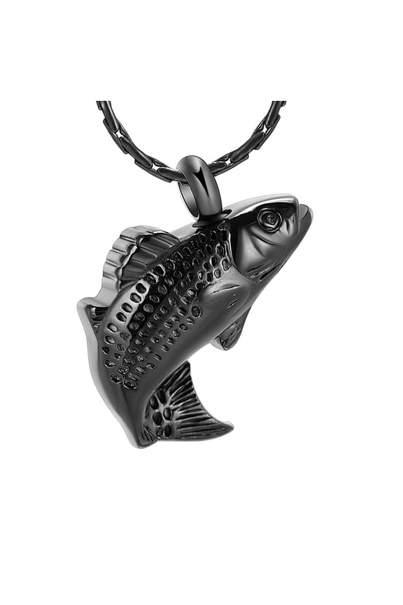 Stainless Steel Fish Cremation Urn Pendant Necklace for Cremation Ashes Holder Necklace for Ashes of Loved One