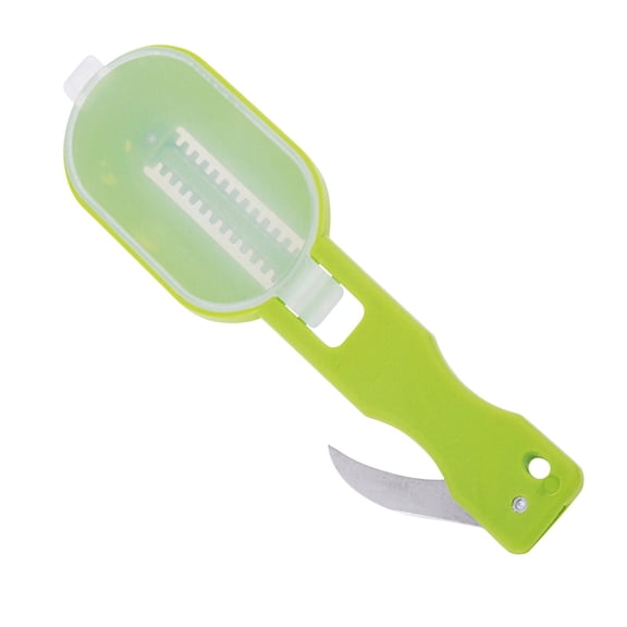 Stainless Steel Fish Descaler Scraper with Cover, Quick Scale Remover & Brush for Seafood Prep, Ergonomic 7.5 Inch
