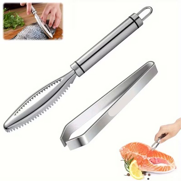 Stainless Steel Fish Scaler & Seafood Knife Set, Anti-Rust Kitchen Tool for Cleaning Fish