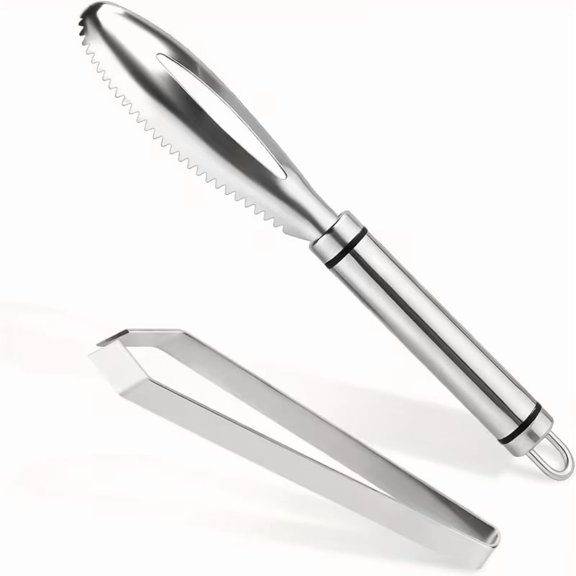 Stainless Steel Fish Scaler & Seafood Knife Set for Kitchen, Heavy Duty Rust Resistant Tool