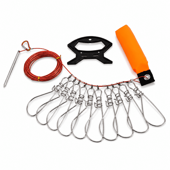 Stainless Steel Fish Stringer with High-Visibility Float for Shore and Boat Fishing