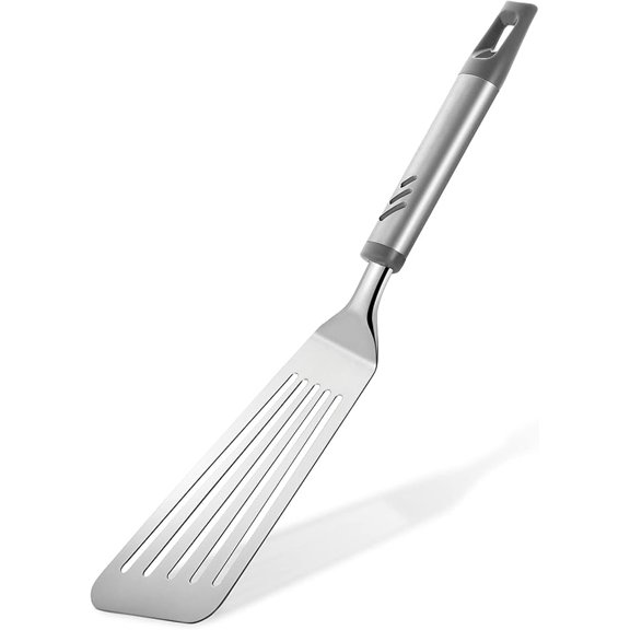 Stainless Steel Fish Turner, Slotted Metal Spatula for Kitchen Use, Flipper for Cast Iron Skillet, Egg, Meat, Cooking and Frying, Dishwasher Safe, Comfortable Handle