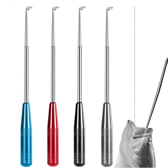 Stainless Steel Fishing Hook Remover Tool Set (2 Pack) with Self-Release Mechanism, One-Handed Fish Hook Extractor for Deep Throat Hooks, Rust-Resistant Unhooking Gear (4 Colors)