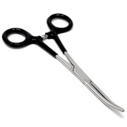Stainless Steel Fishing Pliers Anglers Catch & Release Serrated Tool, Black Vinyl Grip 6" Curved