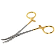 Stainless Steel Fishing Pliers Anglers Catch & Release Serrated Tool, Gold Handle 5" Curved