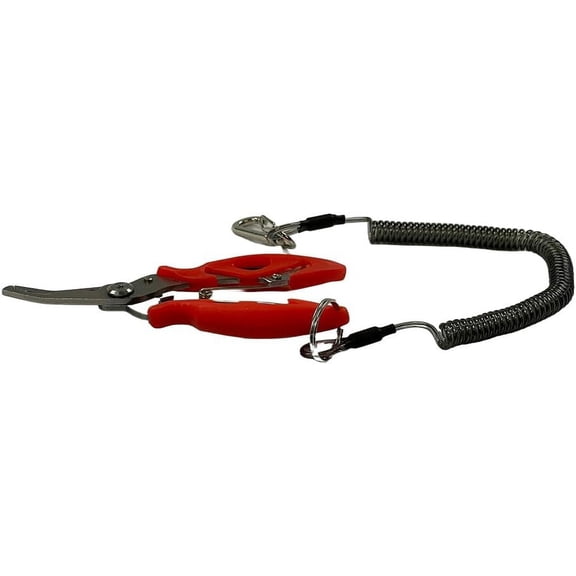 Stainless Steel Fishing Pliers Set with Hook Remover, Braid Cutters, and Split Ring Tip - Saltwater Resistant Tools for Anglers, Red