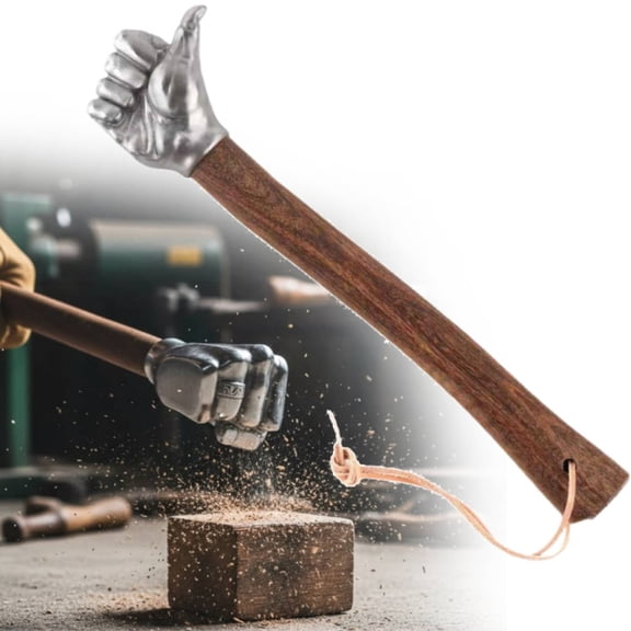 Stainless Steel Fist Shape Hammer, 2025 New Decorative Fist Hammer - Stainless Steel Head & Wooden Handle, Multifunctional Solid Hammers Hardware Tools for Gardening Household Car Outdoor Camping