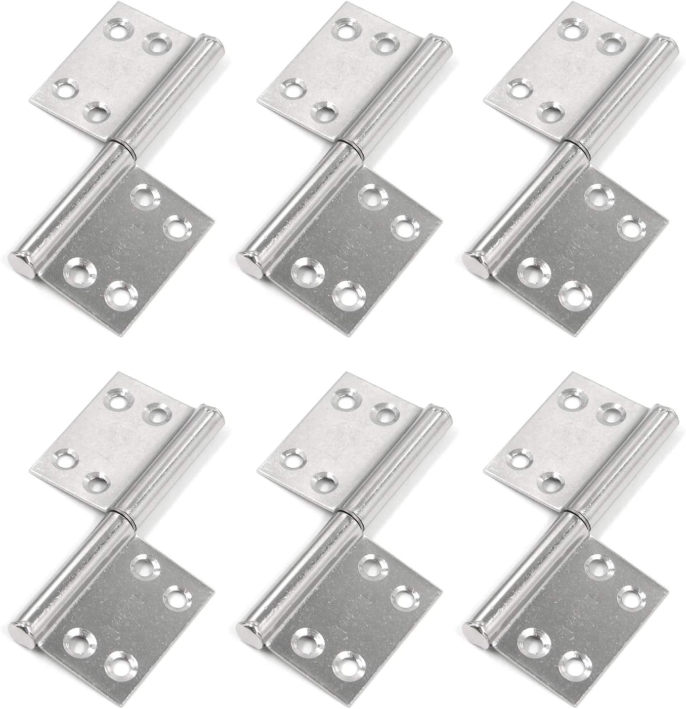 Stainless Steel Flag Hinges Silver Lift Off Hinges Swivel Door Hinges Slip Joint Cabinet Hinge Detachable Window Hinges 3.74"x1.5",6-Pack with Screws