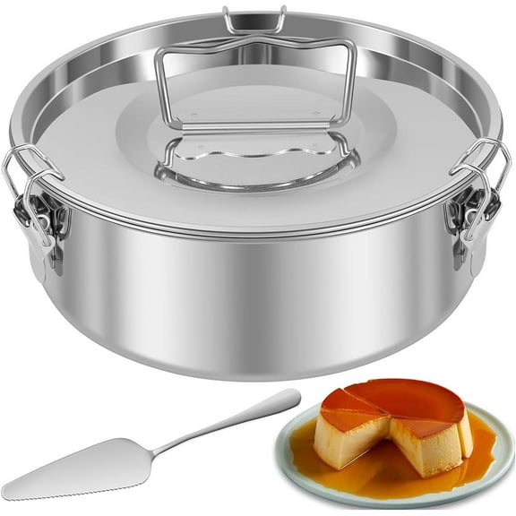 Stainless Steel Flan Mold, Flan Pan with Lid and Spatula, For Baking Pastry, Cake - Send Goods From Local Warehous
