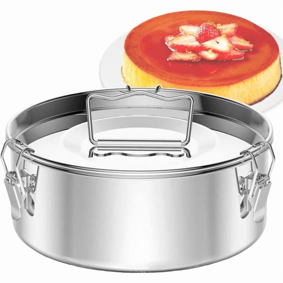 Stainless Steel Flan Pan, 63 oz Flanera Flan Mold with Lid Molde Para Flan Maker Compatible with Instant Pot 3 6 8qt Tart Pan Round Flanera Molds for Baking Oven Dishwasher Safe