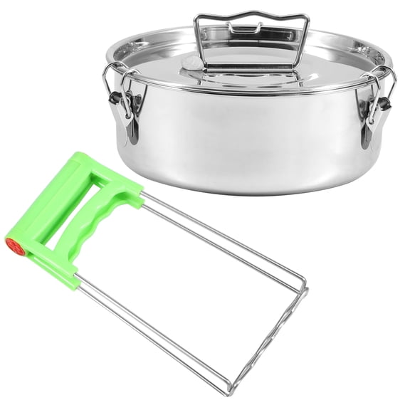 Stainless Steel Flan Pan Mold 1.5QT Round Cake Baking Maker With Locking Lid Handle (silver )
