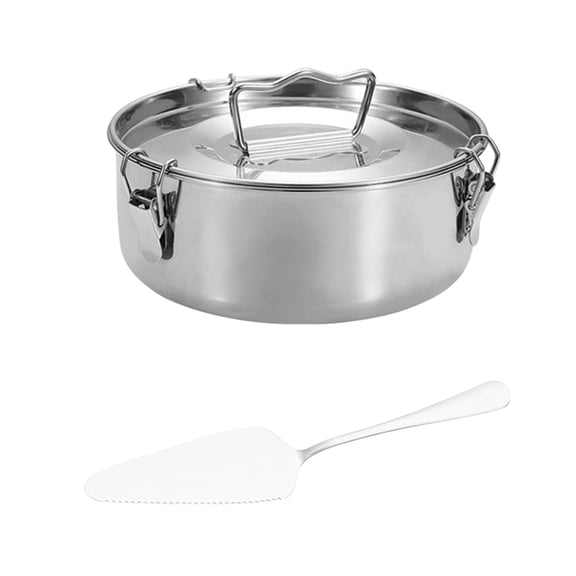 Stainless Steel Flan Pan with Lid Compatible with Pressure Cooker Secure Lock Heat Resistant for Dessert Baking Kitchen Tool