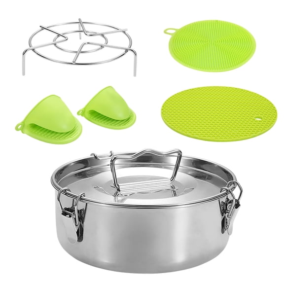 Stainless Steel Flan Pan with Lid Compatible with Pressure Cooker Secure Lock Heat Resistant for Dessert Baking Kitchen Tool