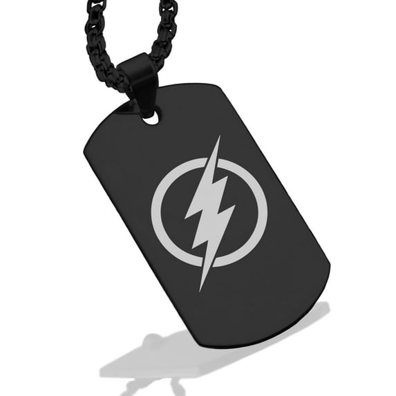 Stainless Steel Flash Dog Tag Pendant Necklace