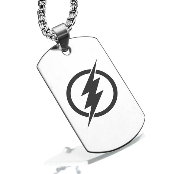Stainless Steel Flash Dog Tag Pendant Necklace