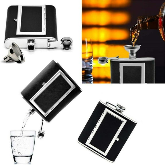 Stainless Steel Flask Leakproof Pocket Flask with Builtin Case and Leather Wrapped Cover for Secure Transport and Discreet Use Perfect for Outdoor Adventures and Social Gatherings Sopatenor