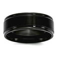 thumbnail image 1 of Stainless Steel Flat Band 8mm Black Ip Plated Brushed Center Polished Edges Band Ring Size 8.5 Ring for Women and Men, 1 of 2
