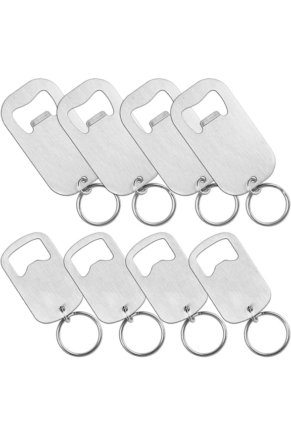Stainless Steel Flat Beer Bottle Opener Keychain, Sturdy and Durable 8 Pcs to Send to Friends, Light and Easy to Carry, Suitable for All Beer Bottle Caps, Silvery White