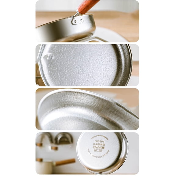 Stainless Steel Flat Bottomed Pan, Small Frying Pan, Snowflake Patterned Pan 16Cm YIWEI