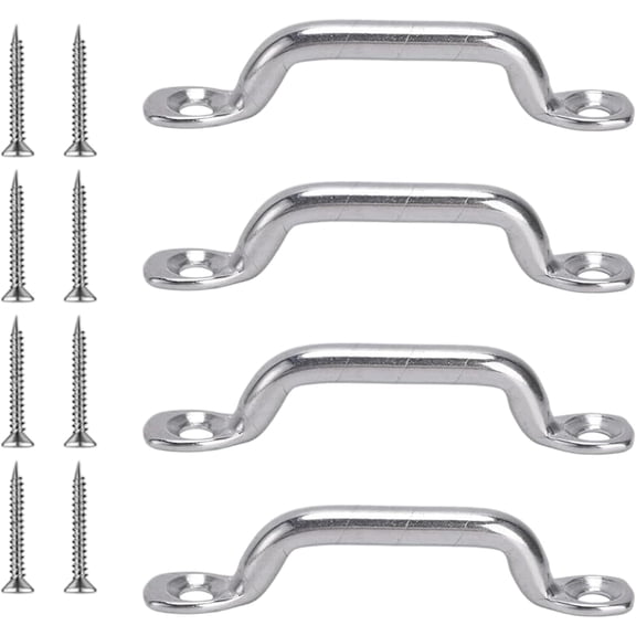 Stainless Steel Flat Head Strap Loop, Heavy Duty anchorClamp, Screw Set for Kayak Accessories, Cargo Management, Roof Rack Installation | Footman Loop - Mounting Bracket, Multipurpose Tie Down(4pcs)Q