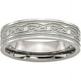 thumbnail image 1 of Stainless Steel Flat Laser-Etched Celtic Knot 6mm Polished Band, Available in Multiple Sizes, 1 of 9