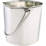 Stainless Steel Flat Sided Pails — Durable Pails For Fences, Cages, Crates, Or Kennels - 9¾", 9-Quart
