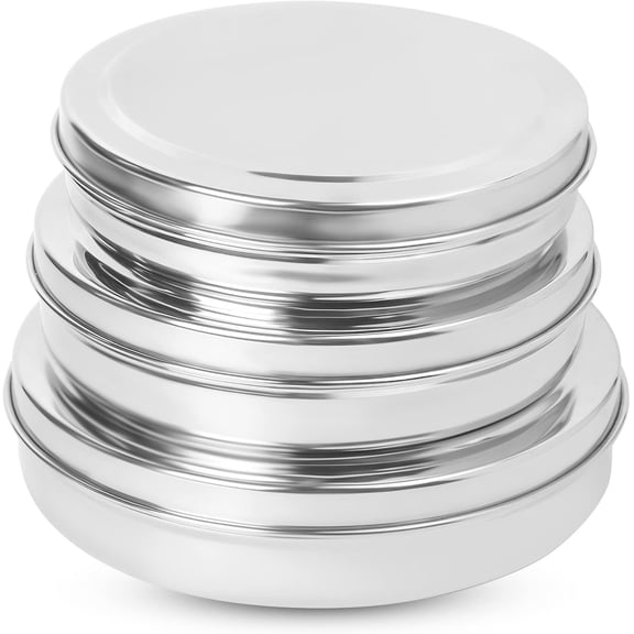 Stainless Steel Flat Slim and Sleek Canisters/Puri Dabba/Storage Containers Set of 3 count Big Set (23 Oz, 30 Oz, 40 Oz)