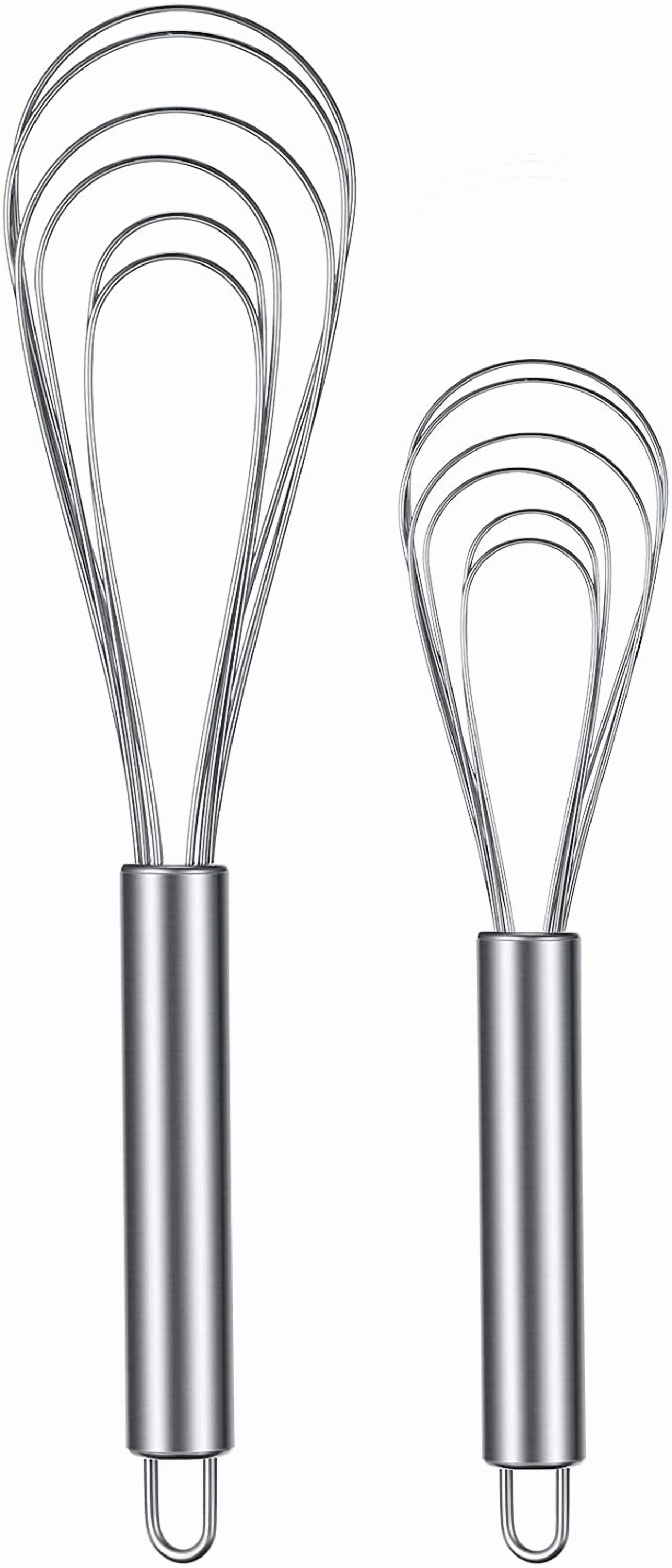 Stainless Steel Flat Whisk Set, 2 Pack 8" and 10" Precision Wire Egg ...