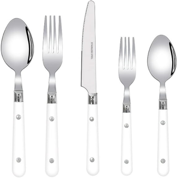 Stainless Steel Flatware Set, 20 Piece 304 Stainless Steel Silverware Set With Knife Fork Spoon Thickened For Steak Dessert(Red)