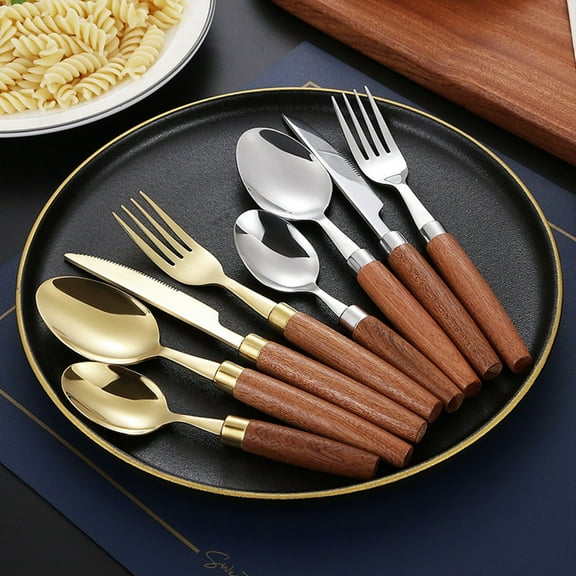 Stainless Steel Flatware Set,Premium Cutlery,Dishwasher Safe,18-Piece,Modern Kitchen Utensils for Home Cooking,Heavy Duty,Kitchenware Essentials|Stainless Steel,Gold,MIANHT