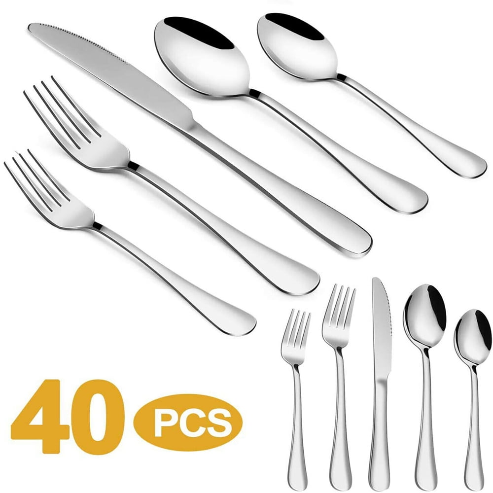 Stainless Steel Flatware Silverware Set for 40 Piece Cutlery Set 18