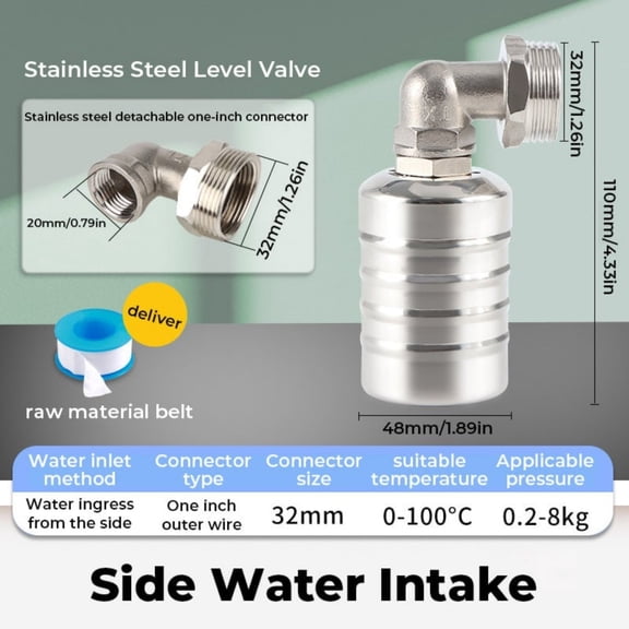 Stainless Steel Float Valve Automatic,Water Control Float For Livestock Trough,For Controlling Water Level In Tank Or Pool,Hecnuo