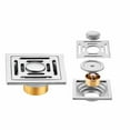 thumbnail image 1 of Stainless Steel Floor Drain, 4x4 Inch Self-Sealing Shower Grate, Odor Proof Bathroom Kitchen Laundry Room Drain Cover for Indoor Outdoor Use, 1 of 6