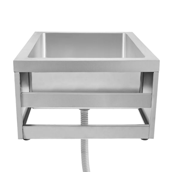 Stainless Steel Floor Mop Sink, Commercial Frame Utility Room Large Tub for Dog Washing, Filling Water Bucket, Cleanup, Clog-Free Draining, Easy Water Disposal, Silver 22" x 19" x 12"