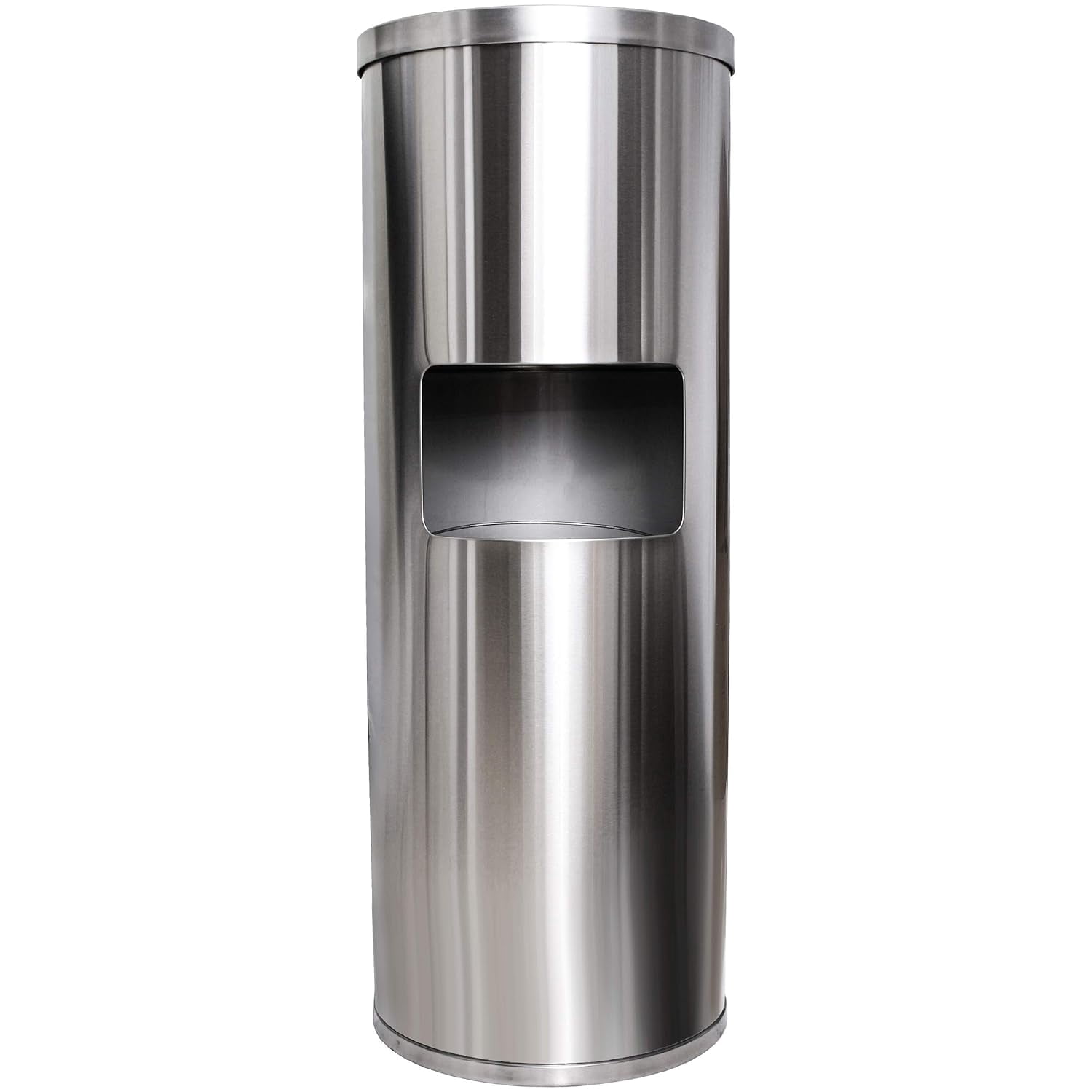 Stainless Steel Floor Stand Wipe Dispenser with Built-in Trash Can: Fits Sanitizing and Disinfecting Wipe Refill Rolls - Perfect for Gyms, Schools, Offices, Commercial Facilities