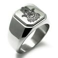 thumbnail image 1 of Tioneer Stainless Steel Floral Hamsa Hand of Fatima Engraved Square Flat Top Biker Style Polished Signet Ring, 1 of 1