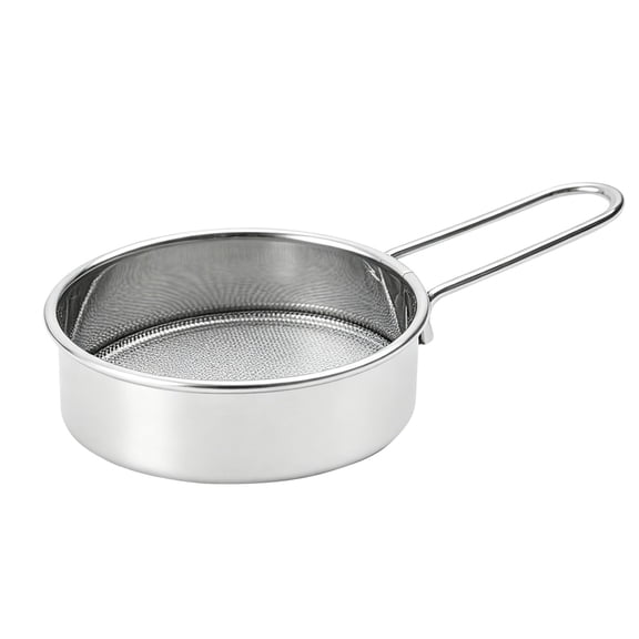 Stainless Steel Flour Colander Handheld Baking Sifter with Long Handle Kitchen Fine Mesh Powder Strainer Multi-purpose Dry Ingredient Sieve for Matcha,Cocoa Powder,Starch(1PCS 6.5*11.5*2.3CM),Silver