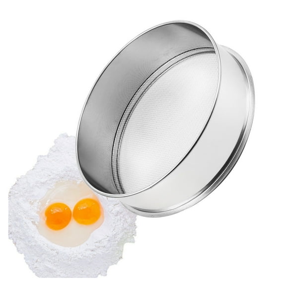 Stainless Steel Flour Sieve 12 Mesh - Fine Mesh Sifter for Baking, Cake Making, Kitchen Sieving - 8 Inch Diameter