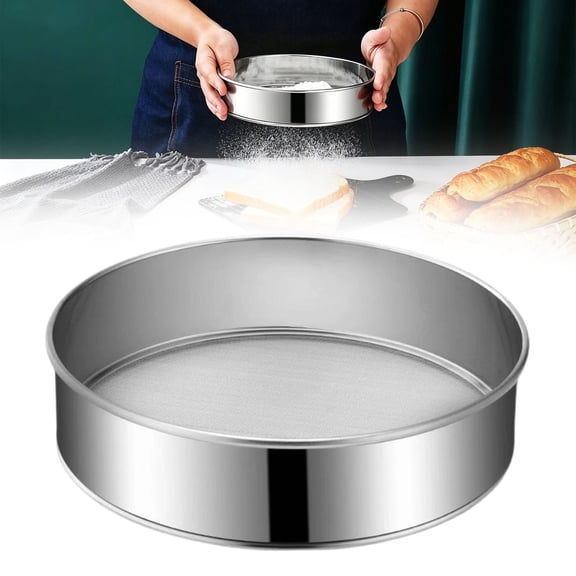 Stainless Steel Flour Sieve, Fine Mesh Sieve, Flour Sifter for Baking, Round Baking Powder Strainer Icing Sugar Sifting Sifter, Fine Mesh Rust Resistant Circular Filter 1Pcs