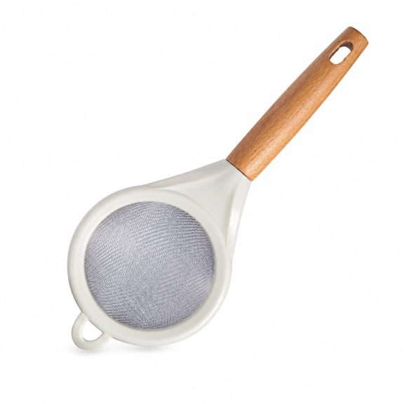 Stainless Steel Flour Sifter Sieve, 7.9 Inch Fine Mesh Strainer with Wooden Handle, Baking Powdered Sugar Dusting Colander for Kitchen Cooking