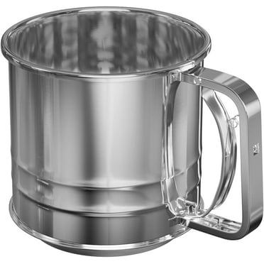 Stainless Steel Flour Sifter for Baking,5 Cups Hand Press Flour Sifter,Double Layers Sifter Powder Sugar Shaker with Hand Press Design,Flour Strainer